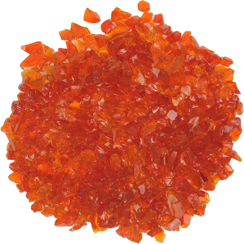LUSTERING High Luster Crushed Glass Glitter, 6-9mm Fire Glass, Broken Glass, Glass Chips for Fire Pit Crafts DIY Epoxy Resin Art, Geode Painting, Vase Filler, Aquarium Garden Decor,330g (Orange Red) - Image 1